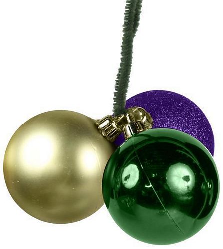 12 Pack Ball Ornaments with Mardi Gras Dot and Line Design