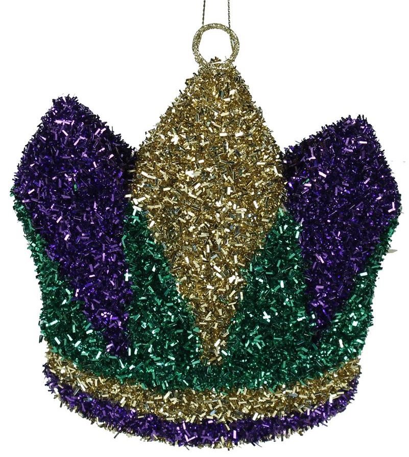 hru Mardi Gras Glittered New OrleansPurple Green Gold Horizontal Stripe  Tree Wreath Ornaments 2.25 (Set of 2) Bourbon St.