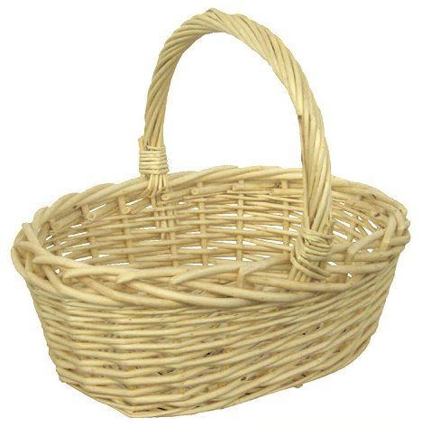 Earle Wicker Small Log Basket w/ Ear Handle Antique Farmhouse Picnic Basket 