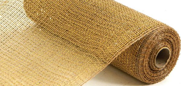 Sunflower Yellow fabric mesh, yellow natural fabric deco mesh, fabric mesh,  yellow mesh, 21 inch yellow fabric mesh, XB979-49